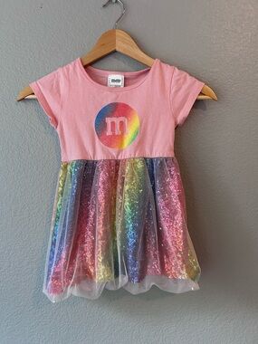 M&M'S Pink Dress with Glitter Rainbow Logo